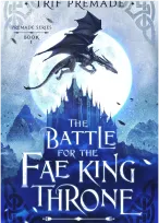 Cover of The Battle for the Fae King Throne, featuring a dramatic fantasy scene with a throne and mystical elements