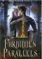 Cover of Forbidden Parallels by Annie Mann, featuring an abstract design with dark colors and intriguing shapes.